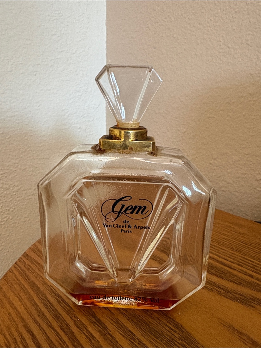 Gem Vintage Van Cleef & Arpels Clear Glass and Gold Perfume Bottle